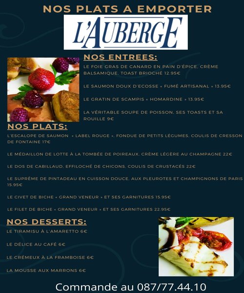 Nos plats à emporter